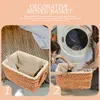 Storage Bottles Bag Organizer Toy Woven Bin Sundry Basket Handled Home Table Wicker Trunk