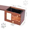 Urna memorial para animais de estimação para cinzas de cachorro ou gato, urna de cremação funerária personalizada de madeira com moldura para fotos, lembrança, caixa de memória, perda, presente para animais de estimação