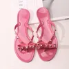 Talltor Storlek 36 42 Fashion Women's Flip Flops Summer Shoes Cool Beach Rivet Big Bow Flat Sandals Jelly Girls 230714