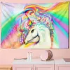 Tapestries Dome Cameras Rainbow Color Unicorn Tapestry Wall Hanging Bohemian Style Cartoon Kawaii Room Girls Dormitory Home Decor R230714