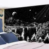 Wandteppiche, Kuppelkameras, Sternennacht, hängende Decke, Berg-Wandteppich, Mond-Stern-Wandteppich, Schwarz-Weiß-Wandteppich, Schlafzimmer-Wohnzimmer-Wandteppich