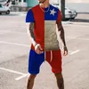 Agasalhos masculinos de verão, agasalhos com estampa de bandeira americana, conjuntos de roupas vintage, moda, shorts esportivos casuais, macacão de corrida superdimensionado