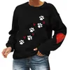 Sudaderas con capucha para mujer, camisetas con capas largas, camisa con estampado de perro amoroso, cuello redondo, manga a la moda, Top abullonado para mujer