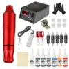 Machine à tatouer Kit de tatouage Machine professionnelle d'alimentation Tattoo Rotary Ink Pen Set Aurora Mini LCD Alimentation 5pc Paper Box Aiguille pour l'art humain 230715