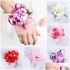 Decoratieve Bloemen Kransen 50 stks/set Bruiloft Pols Bloem Bruidsmeisje Zusters Cor Bruids Prom Hand Simation Armband N2 Drop Delive Dhknr