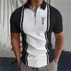 Póquer Masculino Tops Masculinos Gola Turn-down Zippers Golf Letter Clothing Masculino Manga Curta T-shirt Simples Camisa Geral Solta Respirável 230714