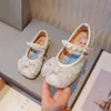 Spring Autumn Baby Girls Shoes Bow Rhinestone Sequin Crystal Princess Shoes Kids Dancing Shoes First Walkers Storlek 23-35