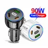 90W 20W Car Quick Charger Adapter 3 Ports PD30W QC3.0 USB-C Type-C Car Fast Chargers Fast Charging for iPhone 15 14 Samsung S22 S23 Ultra Mobile Phone