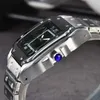 Nouveaux hommes montre-bracelet Montre à quartz mode carré cadran bleu en acier inoxydable bracelet en métal montres décontractées Sport horloge Montre De Luxe