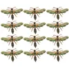 حلقات منديل MLGB 12pcs Dragonfly Fackin Buckle Ring Ring Alloy Green Green Dragonfly Drip Diamond Pover Plans حامل منديل 230714