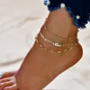 صيف السلسلة من الفولاذ المقاوم للصدأ في Anklet for Women Bohemia Heart Cankle Bracelet on Leg Foot Beach Jewelry Gift