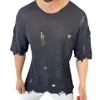 T-shirts pour hommes printemps et été mode tricoté revers rayé imprimé chemise à manches courtes