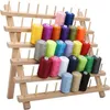 Rack de linha de madeira para 60 carretéis e organizador Prateleira de madeira maciça Rack de armazenamento de carretel dobrável para costura Quilting Bordado270I