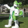 2019 Factory Factory Green Husky Fursuit Dog Fox Mascot Costume Animal Suit Halloween Boże Narodzenie urodziny Pełne ciało COS264H