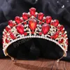 Corona de Tiara de diamantes de imitación de cristal púrpura ostentosa de lujo para fiesta de mujer accesorios elegantes para vestido de novia