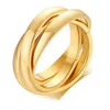 Triple anneau roulant imbriqué femmes filles-anneaux croisés empilables en acier inoxydable anneau de promesse minimaliste pour Couple amoureux