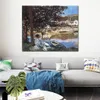 Scène de rivière à Bennecourt Claude Monet peinture Art impressionniste peint à la main toile décoration murale de haute qualité