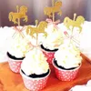 Dessin animé cheval Cupcake Topper avec noeud papillon paillettes or carrousel mariage fête d'anniversaire gâteau décoration bricolage gâteau à la main Decor208P