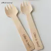 Talheres Descartáveis Garfos Gravados a Laser Mini Garfos De Madeira Por Atacado Barra De Cozinha Utensílios De Cozinha Personalizados 230714