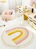 Carpet Rainbow fluffy carpet with Tassel white plush carpet suitable for children's bedrooms soft kindergarten game mat suitable for children and babies 230714