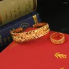 Bangle Dicai Sencate Gold Plaged Bracelet Women Ring Ring Arabian Luxury Charm Barkes Dubai Jewelry Set Massioner Fashion