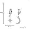 Backs Earrings 2023 Punk Style Trend Simple Stainless Steel Ear Clips Men Personality Star Moon Asymmetrical Fashion Daily Wearing Party