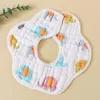 Bow Ties 8-Layer Muslin Baby Bibbs Natural Cotton Soft Baberos Bebe Animal Bandana Infant Smock Burp Tyg Feed Saliv Handduk