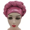 Strass Turban Africain Femme Glitter Élastique Musulman Hijab Bonnet Femmes Head Wraps Tresses Turbante Mujer Auto Gele Ethnic Cloth310g