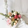 Flores decorativas simples toque real rosa ramo de seda artificial colorida flor falsa para decoração de casamento El Flores