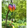 Garden Decorations Rainbow Air Balloon Sequins Color Stripes School Decor Creative Balloons Wind Spinner With Coloured Ribbon 8 5Bj Dhgav