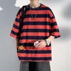 Men's T Shirts Legible Summer Striped Men Casual Round Neck Short Sleeve T-shirt Male Loose Tee Man