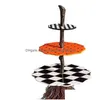 Altro Bakeware Cupcake Stand Holder Torta da dessert Vassoio da portata a 3 livelli Display Piatto da pasticceria riutilizzabile per la festa di Halloween 8 Dhvhx