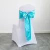 Sashes 25pcs Satin Chair Sashes Wedding Chair Ribbon Bow Knot Ties For el Banquet Decoration Event Party Supplies 230714