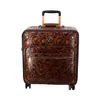 custom Calfskin Handmade trolley bags izon 55 Pattern Travel Business Senior Pull storage initial yellow suitcase valise aluminium alloy air flower Luxury luggage