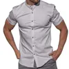 T-shirts pour hommes mode printemps et été décontracté court à manches longues ajusté hommes coton chemise hommes à petites manches