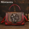 Evening Bags MOTAORA Summer Women's Bag Retro Ethnic Style Rabbit Embossed Red Female Crossbody Bags Handmade Women Leather Handbags 230714