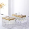 Tissue Boxes Napkins Modern Light Luxury Creative Transparent Tissue Box European High-grade Brass Crystal Color Paper Box Home Living Room Paper Box R230715