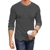 Men's T-skjortor Butemoda Slim-Fit Long -Sleeve Shirt Men Vintage Henley Sports Fitness Casual Cotton Stretch Thin O-Neck Tee