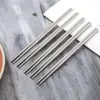 Chopsticks 5/1 Pair Stainless Steel Flower Patters Sticks Portable Reusable