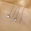 Dangle Earrings Sweet Long Ear Line Threader 925 Silver Needle Drop For Women Girls Butterfly Fashion Jewelry Gifts Prevent Allergy