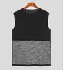 Men's Tank Tops Sexy Men Patchwork Hollow Perspective T-shirt Vest Sleeveless Round Neck Fashion Tank Tops 2023 Summer New Black Vest Streetwear L230715