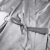 Damska odzież sutowa satyna kimono letnie ponadgabarytowe długie rękawy solidne damskie szlafrok z szarfią v