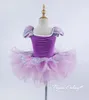 Desgaste de palco mangas bufantes roxas traje de dança de balé para meninas mostrar roupa de dança vestido de criança feminino tutu collant roupas