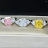 Cluster Ringen Charm Flower Cut 5ct Topaz Diamond Ring Originele 925 Sterling Silver Engagement Wedding Band Voor Vrouwen Fijne Sieraden