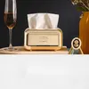 Tissue Boxes Napkins Luxury Golden Tissue Boxes Storage Napkin Holder Paper Case Organizer Ornament Desktop Tissue Holder Kitchen Tissue Box R230714