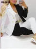 Dwuczęściowe spodnie damskie CM. Yaya Elegancki Ins Paisley Butterfly Suit i spodnie Dwa 2 -częściowe zestaw dla kobiet jesienne zimowe strój stroju 230715
