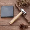 Gereedschap 1set ijzeren sieraden maken hamer met houten handvat en zwart rubberen bankblok voor sieraden maken