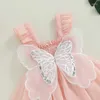 Mädchenkleider Wallarenear Baby Mädchen Strampler Kleid Ärmel Schmetterling Tüll Body Sommerkleidung für 0-24 Monate