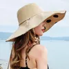 Chapeaux à large bord printemps été femme grand chapeau de seau de voyage en plein air mode pliable Dot chapeau de soleil défendre les casquettes de plage ultraviolettes