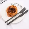 Dinnerware Sets 1Pc Stainless Steel Cutlery Set Mirror Black Knife Dessert Fork Coffee Spoon Tableware Western Kitchen Flatware